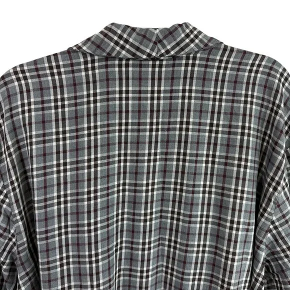 Hanro Switzerland Men's Flannel Checked Robe Cotton Cozy Comfort Size XXL - Picture 4 of 12
